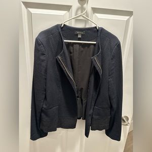 Ann Taylor Peplum Blazer/Jacket in Navy (Size: 16)